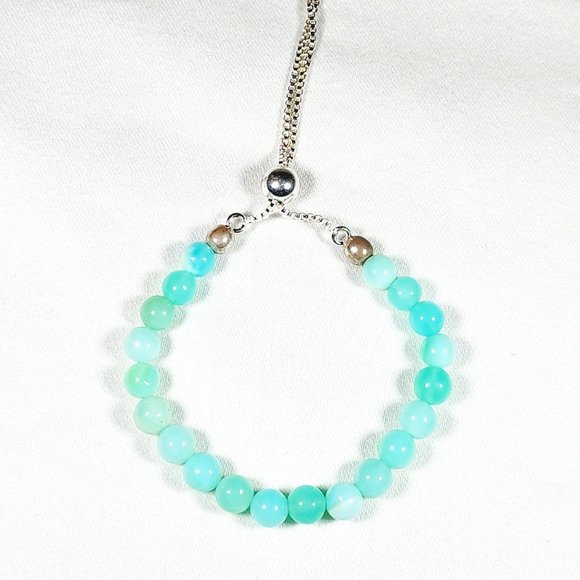 Minimalist enhanced Blue/Green Opal bolo bracelet for kids/adults adj 13.70ct - Picture 1 of 4